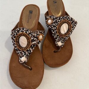 White Mountain Brown Beaded Women's Sandals